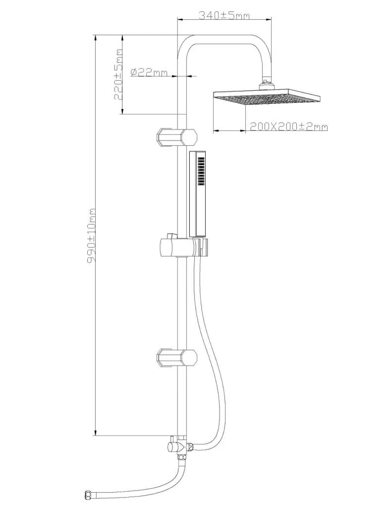 TOKYO overhead shower set, chrome