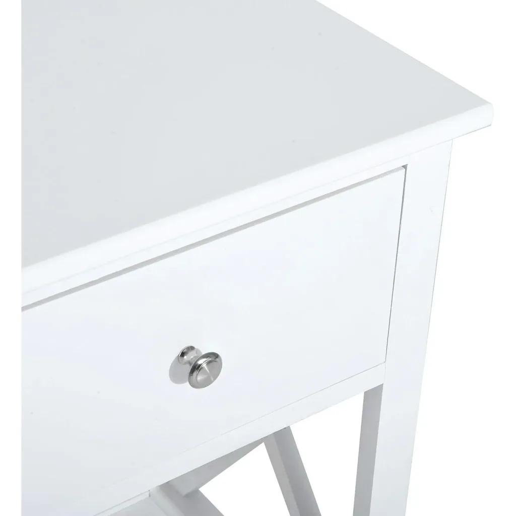 Side table bedside table with drawer wood white