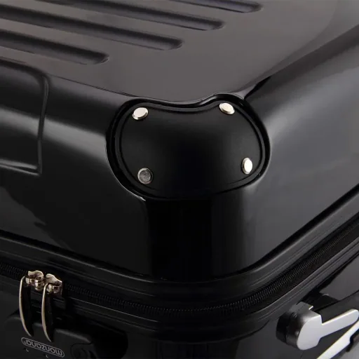 Hard shell suitcase 3 pieces luxurious black M/L/XL made of polycarbonate