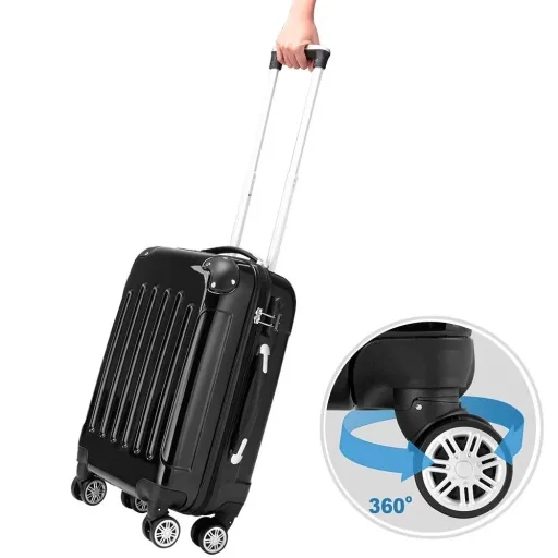 Hard shell suitcase 3 pieces luxurious black M/L/XL made of polycarbonate