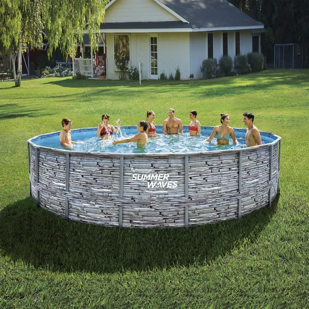 Summer Waves Elite Frame Pool Ø549 x 132 cm, Teak-look