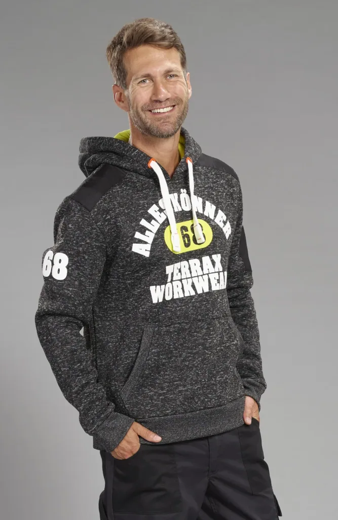 Hoodie, color black/lime mottled, size M