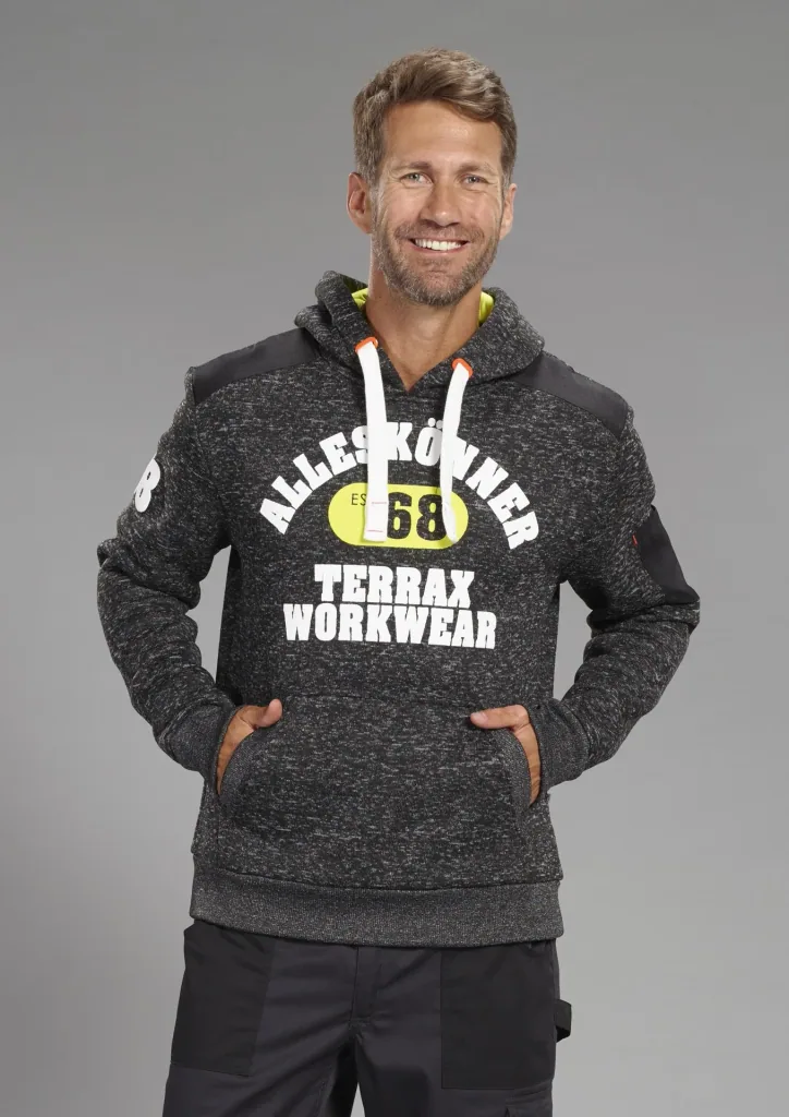 Hoodie, color black/lime mottled, size M