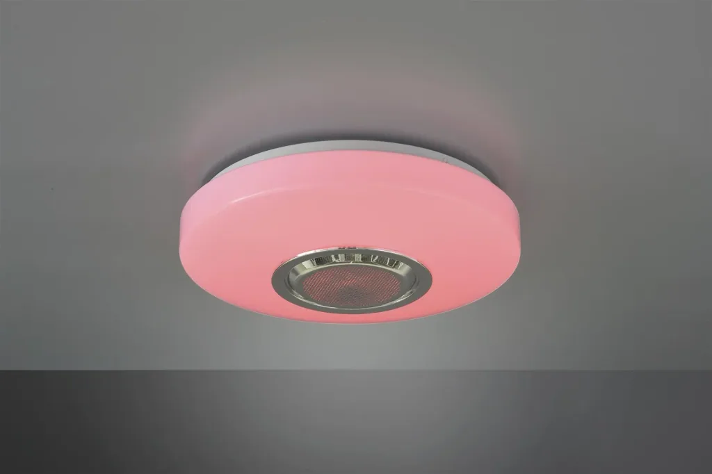MAIA LED ceiling light, 10 W, 3000 K, 1100 lm, RGBW, dimmable, remote control, Bluetooth speaker, white