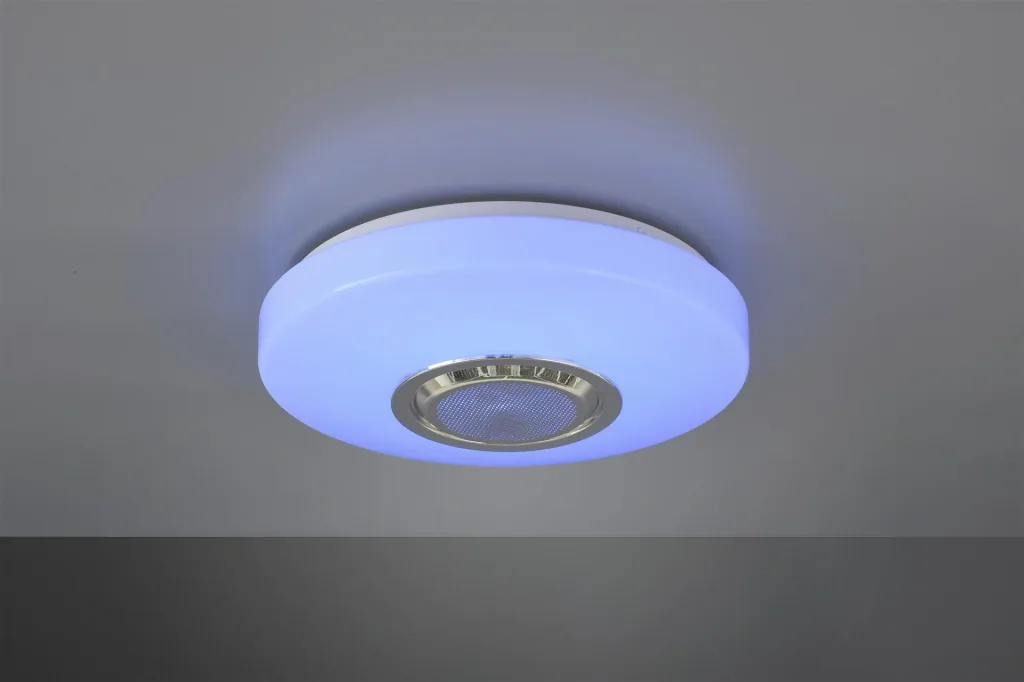 MAIA LED ceiling light, 10 W, 3000 K, 1100 lm, RGBW, dimmable, remote control, Bluetooth speaker, white