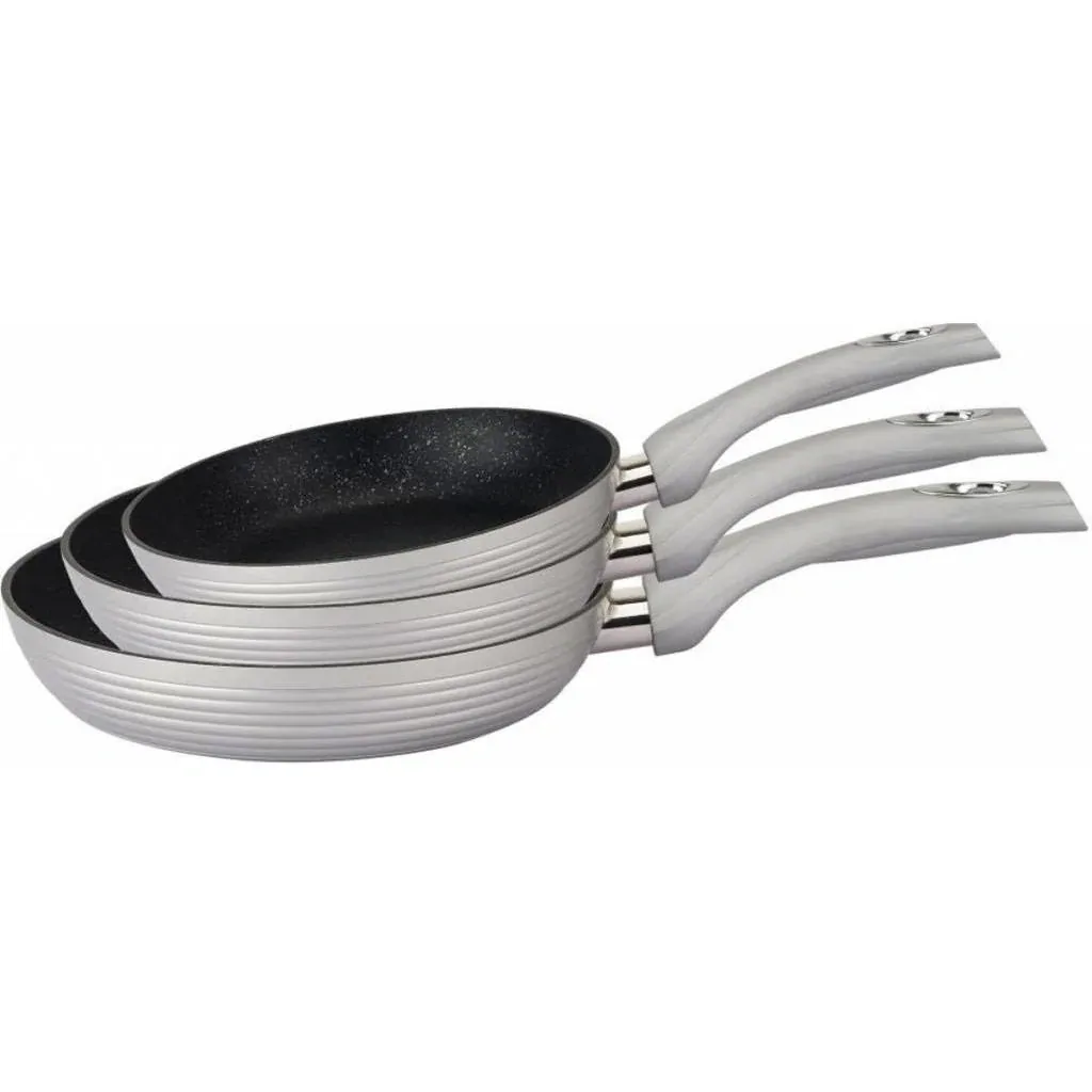3-piece frying pan set + marble soup pot - 26 cm