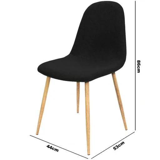 Designer chair with black fabric cover, 4 pieces