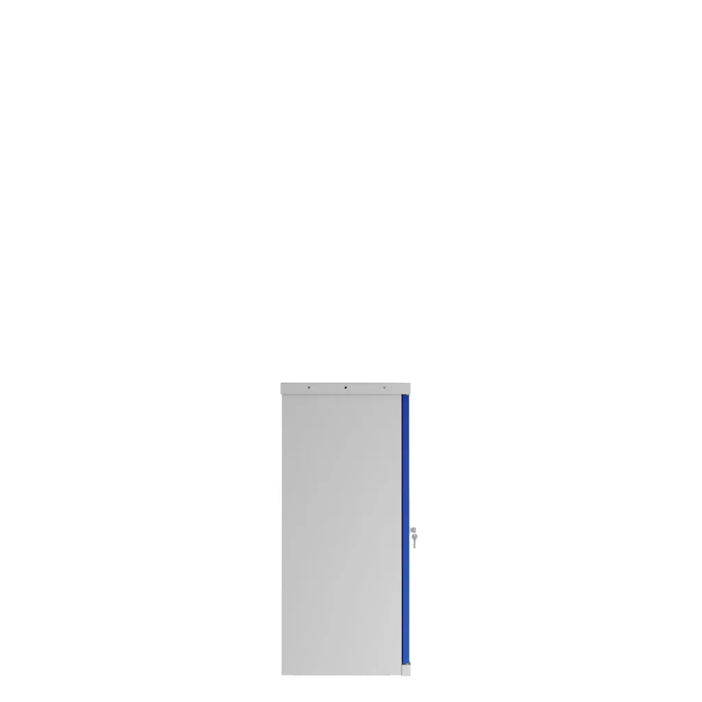 SCL series steel storage cabinet with 2 doors and 1 shelf with key lock, grey-blue