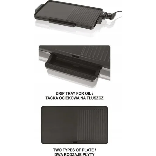 LUND Electric Table Grill/Griddle - 2000W - 49X27CM