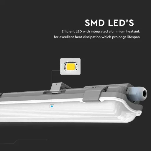 LED fluorescent lamp 60cm - 10W - 6400K - 850 lumens - IP65