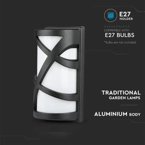 VT-745 Outdoor Wall Light - E27 Socket - Black