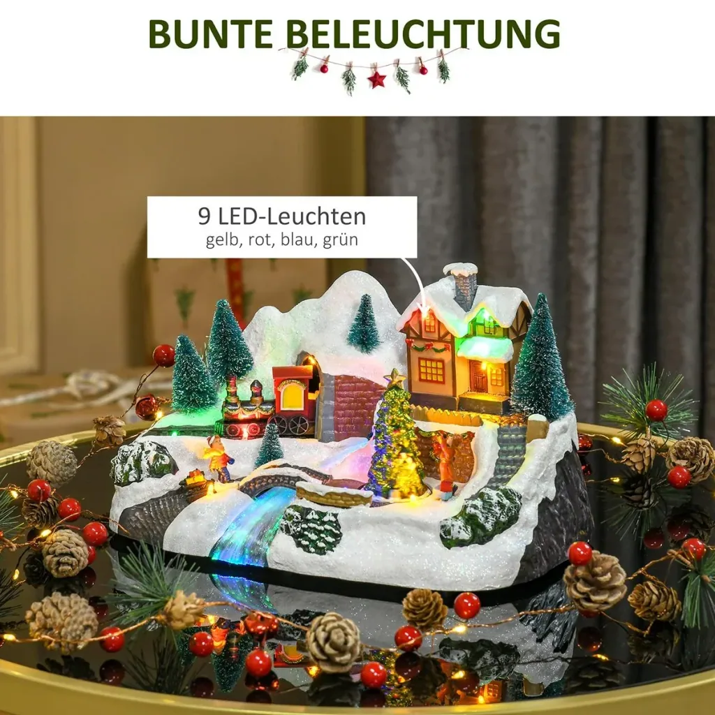 Christmas village Christmas decoration with LED lighting music light chain LED fiber optic 30 x 19 x 19.5 cm