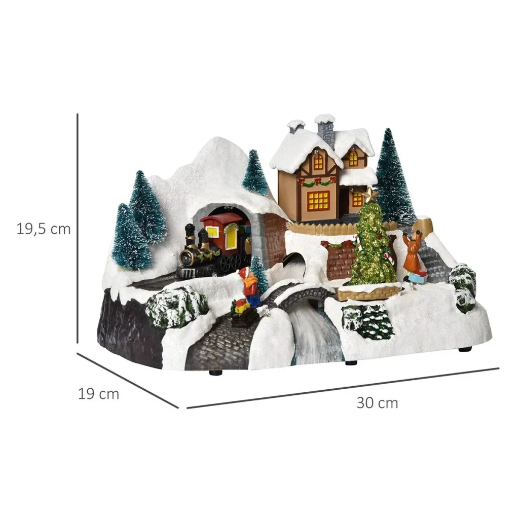 Christmas village Christmas decoration with LED lighting music light chain LED fiber optic 30 x 19 x 19.5 cm
