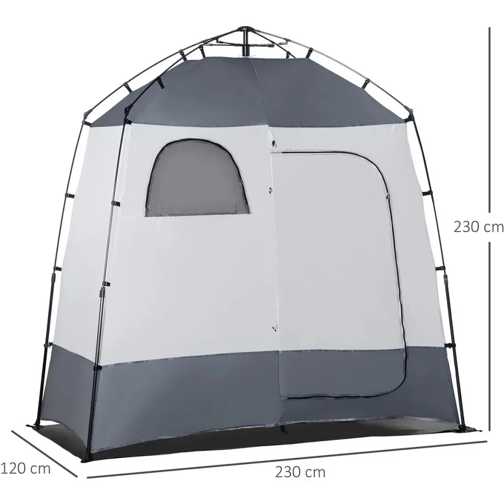 Shower tent for 2 people - incl. carrying bag - grey - 230 x 120 x 230 cm