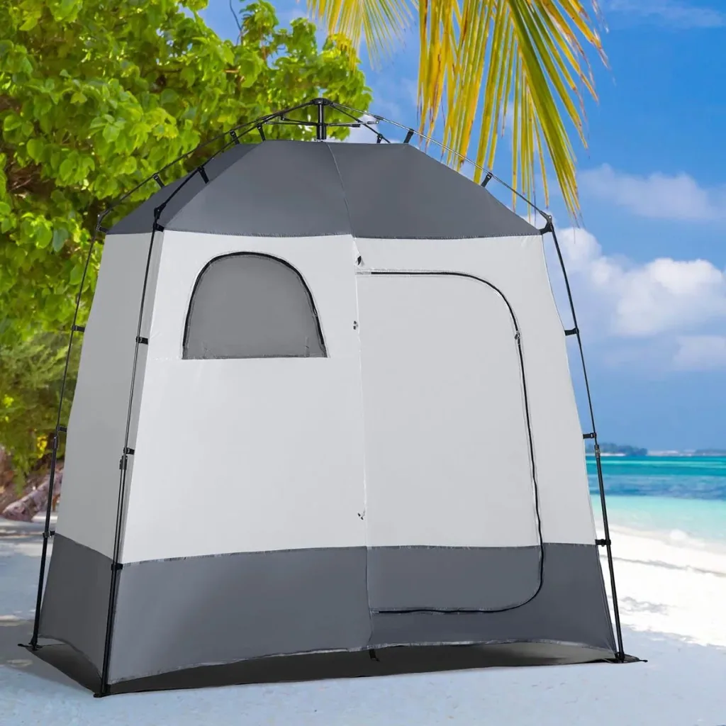 Shower tent for 2 people - incl. carrying bag - grey - 230 x 120 x 230 cm