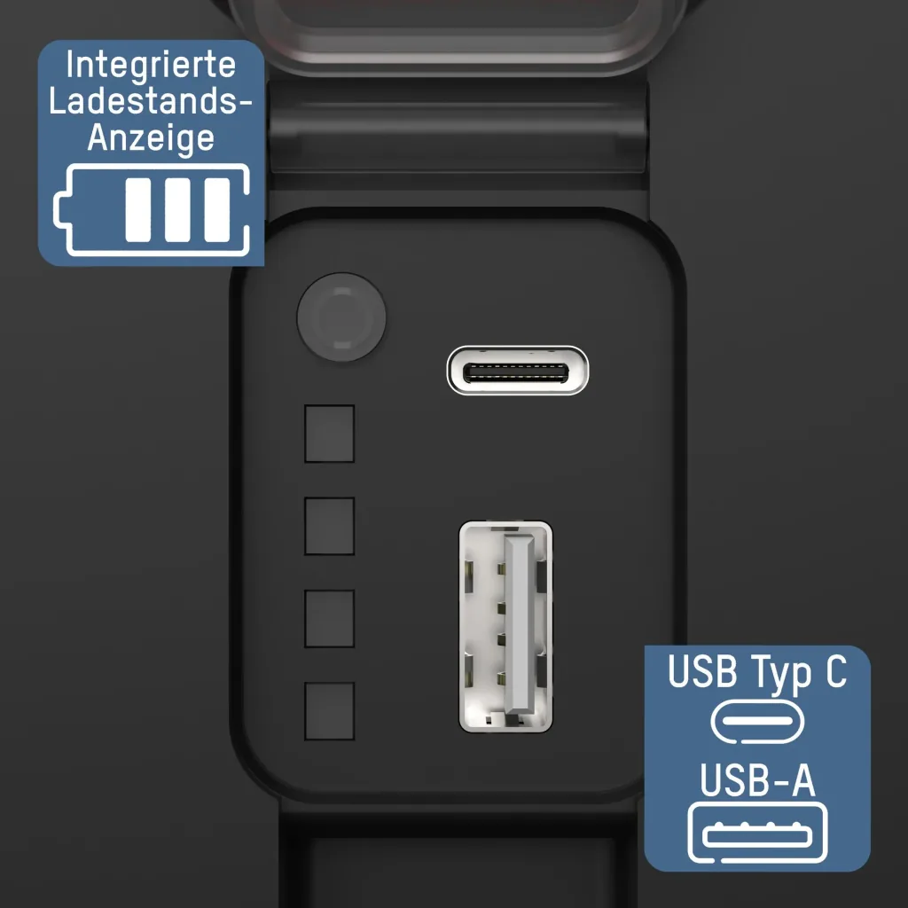 COB LED work light with power bank function, 2800 lumens, IP64, rechargeable