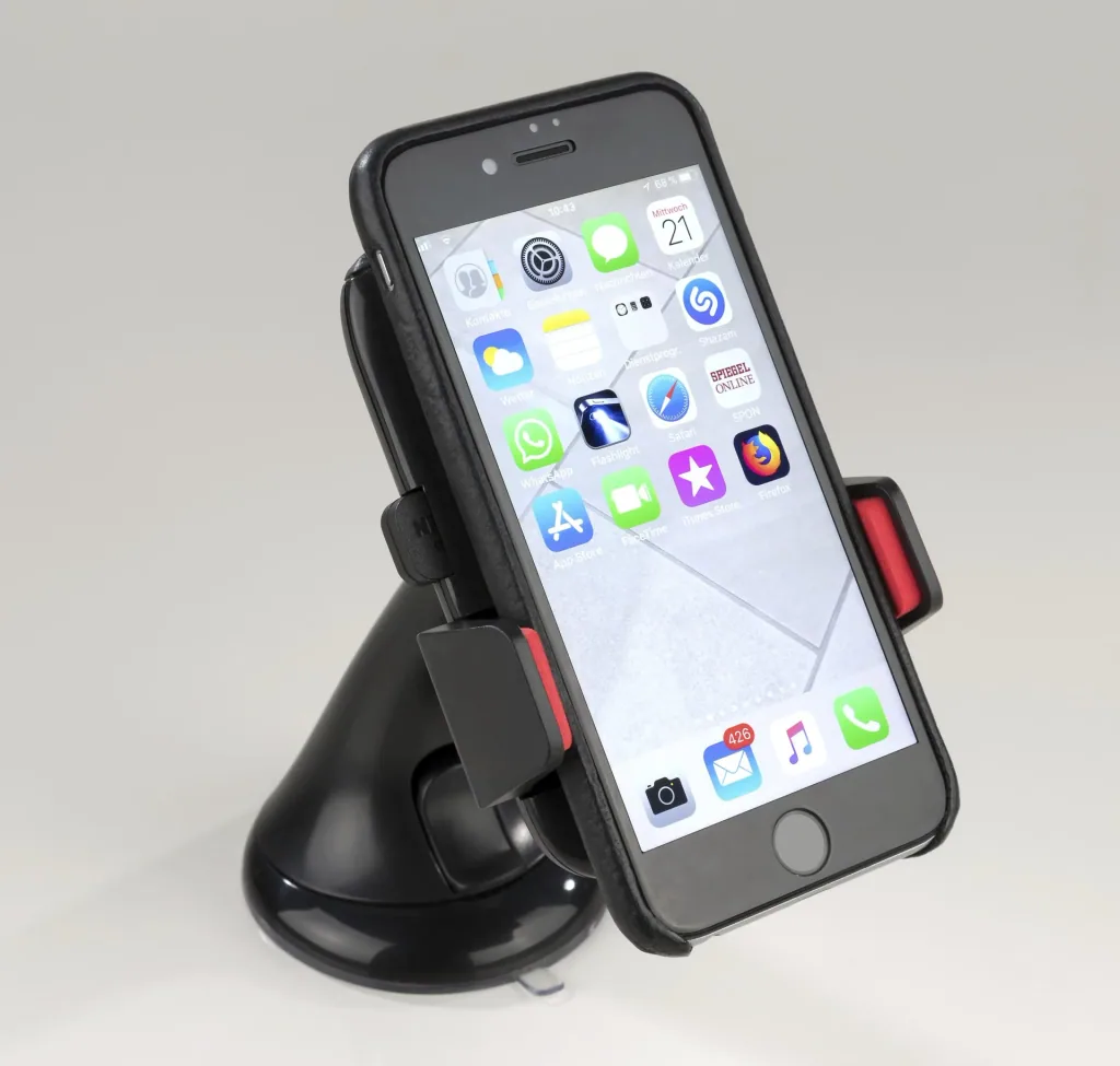 Smartphone and mobile phone holder with suction cup