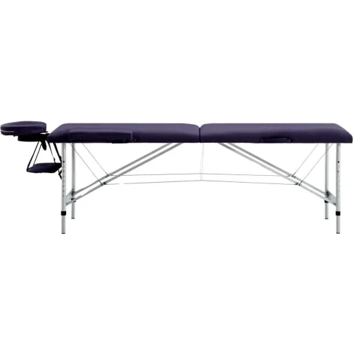 Folding massage table 2 zones aluminum wine purple