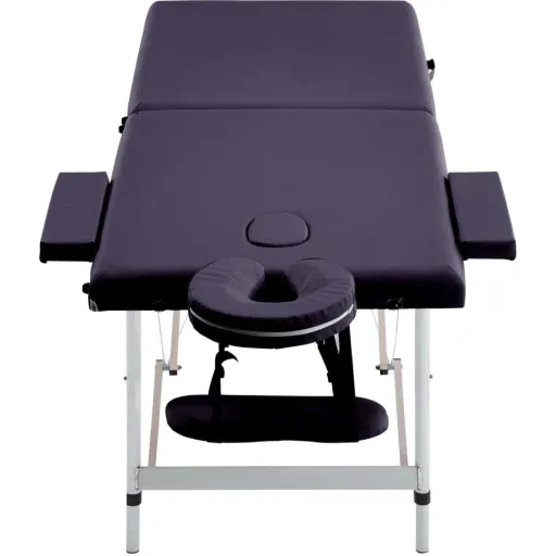 Folding massage table 2 zones aluminum wine purple