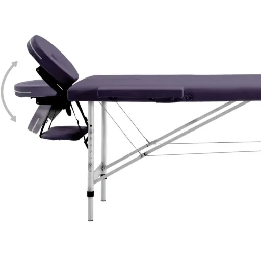 Folding massage table 2 zones aluminum wine purple