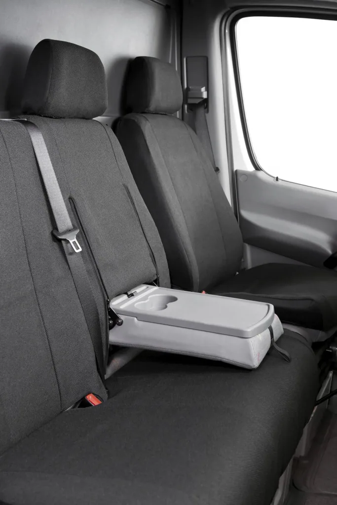Fitted seat covers Ford Transit for single seat and double bench in front made of fabric from model year 08/2000 to 04/2014