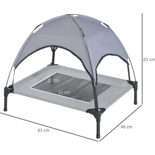 Pet bed with canopy gray, black