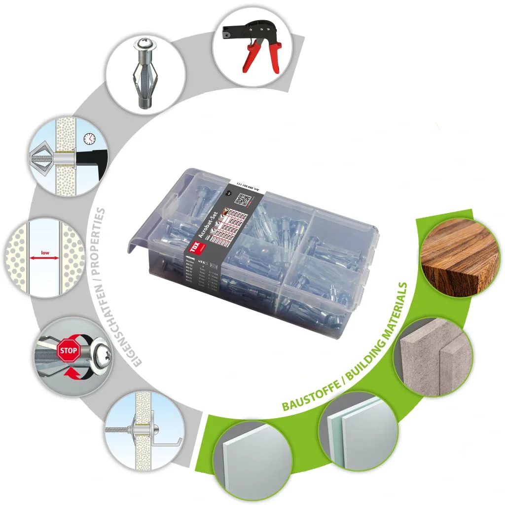 Metal cavity wall anchor assortment Acrobat Set 60 pieces