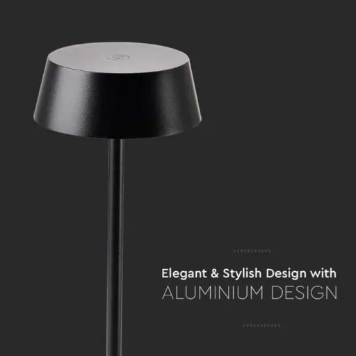 VT-7562 Table Lamp - 3000K - Dimmable via Touch - Rechargeable - Black