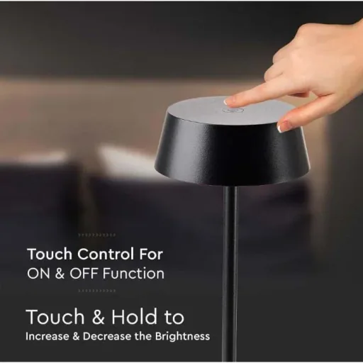 VT-7562 Table Lamp - 3000K - Dimmable via Touch - Rechargeable - Black