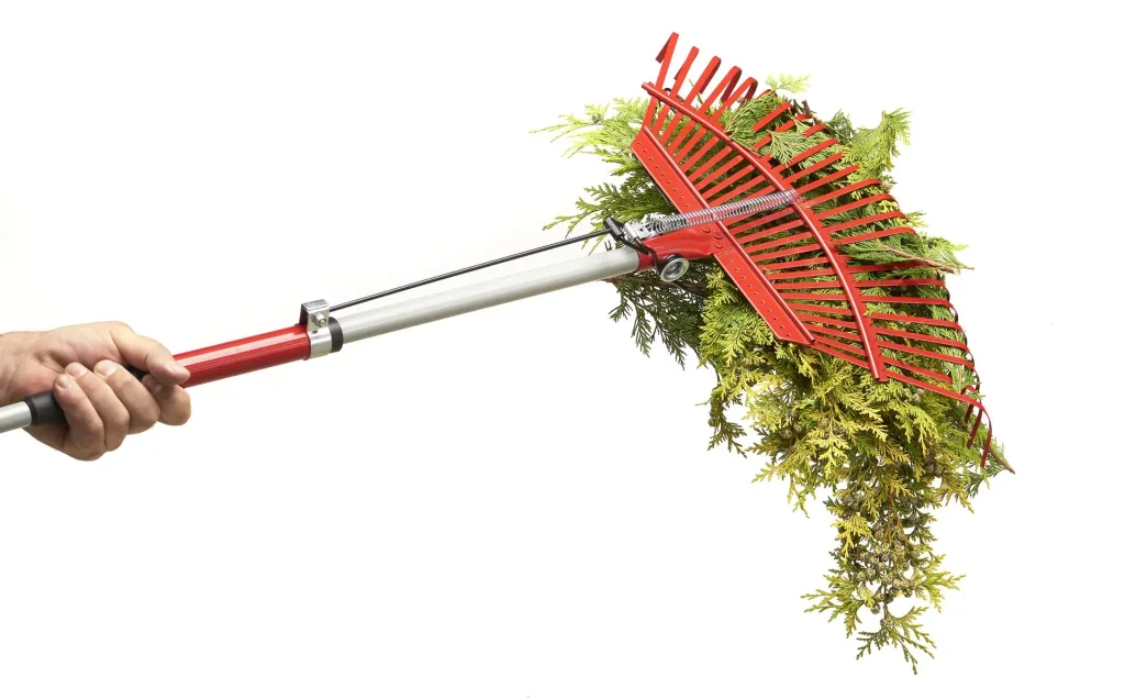 Lawn rake with leaf grabber - telescopic - with 25 tines including 140 L garden bag