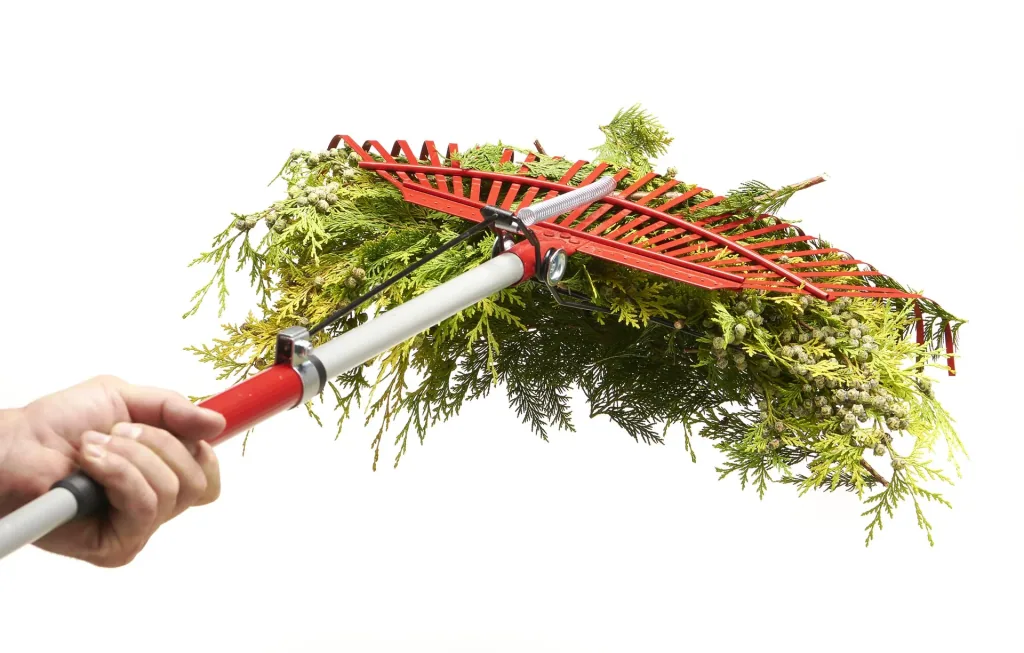 Lawn rake with leaf grabber - telescopic - with 25 tines including 140 L garden bag