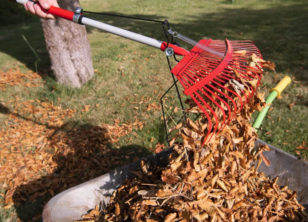 Lawn rake with leaf grabber - telescopic - with 25 tines including 140 L garden bag