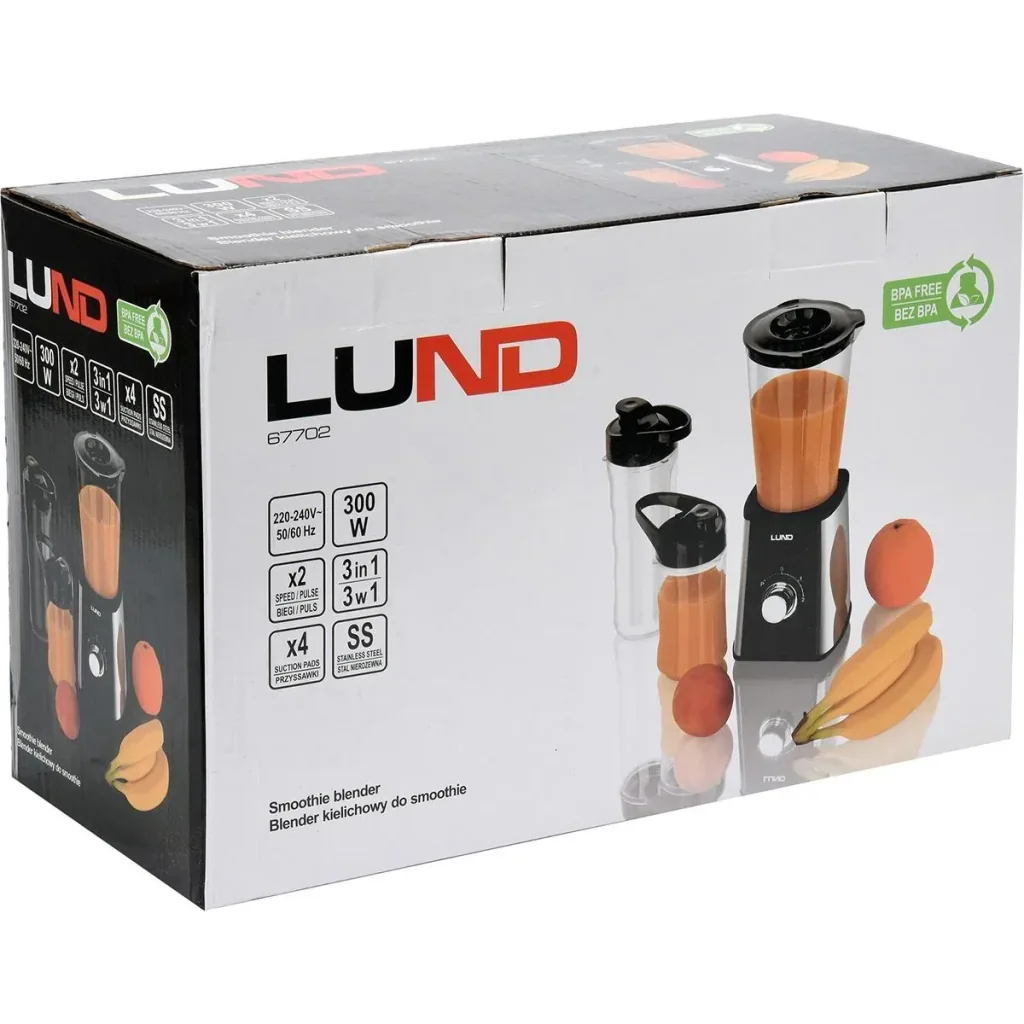 LUND Smoothie Mixer - 300W - 1L - 240V - with 2 bottles
