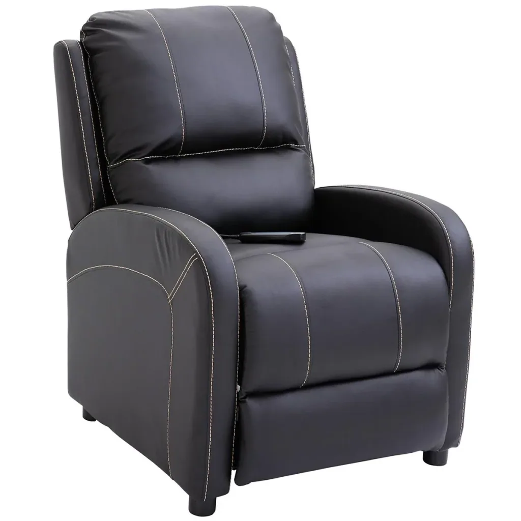 Massage chair TV chair Relaxing chair Living room 165° tilt Faux leather Metal Black 70 x 88 x 100 cm