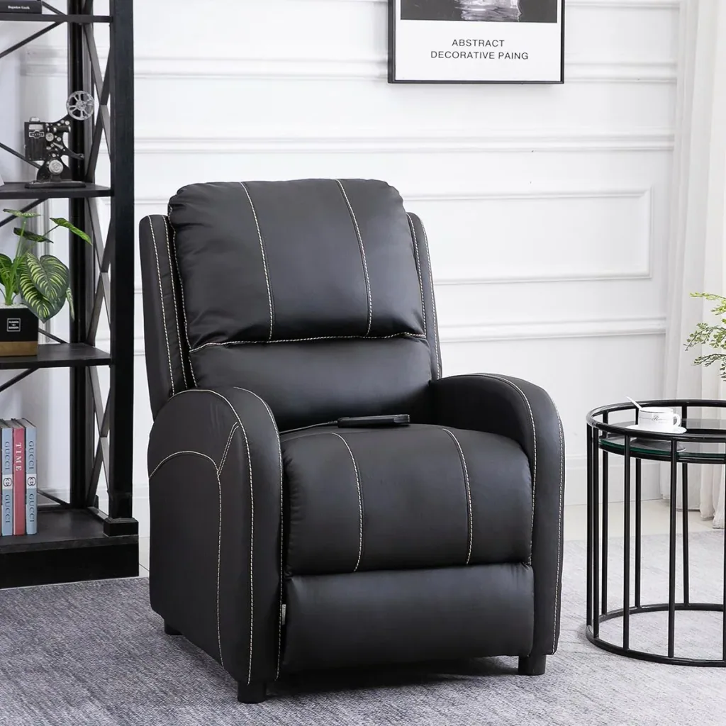 Massage chair TV chair Relaxing chair Living room 165° tilt Faux leather Metal Black 70 x 88 x 100 cm