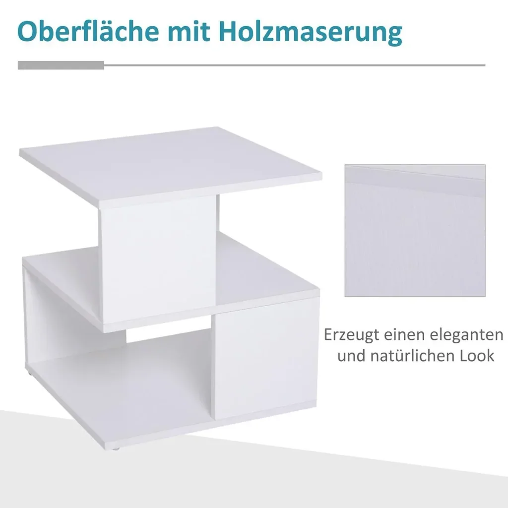 Side table bedside table with modern design, chipboard, white, 40x40x43 cm