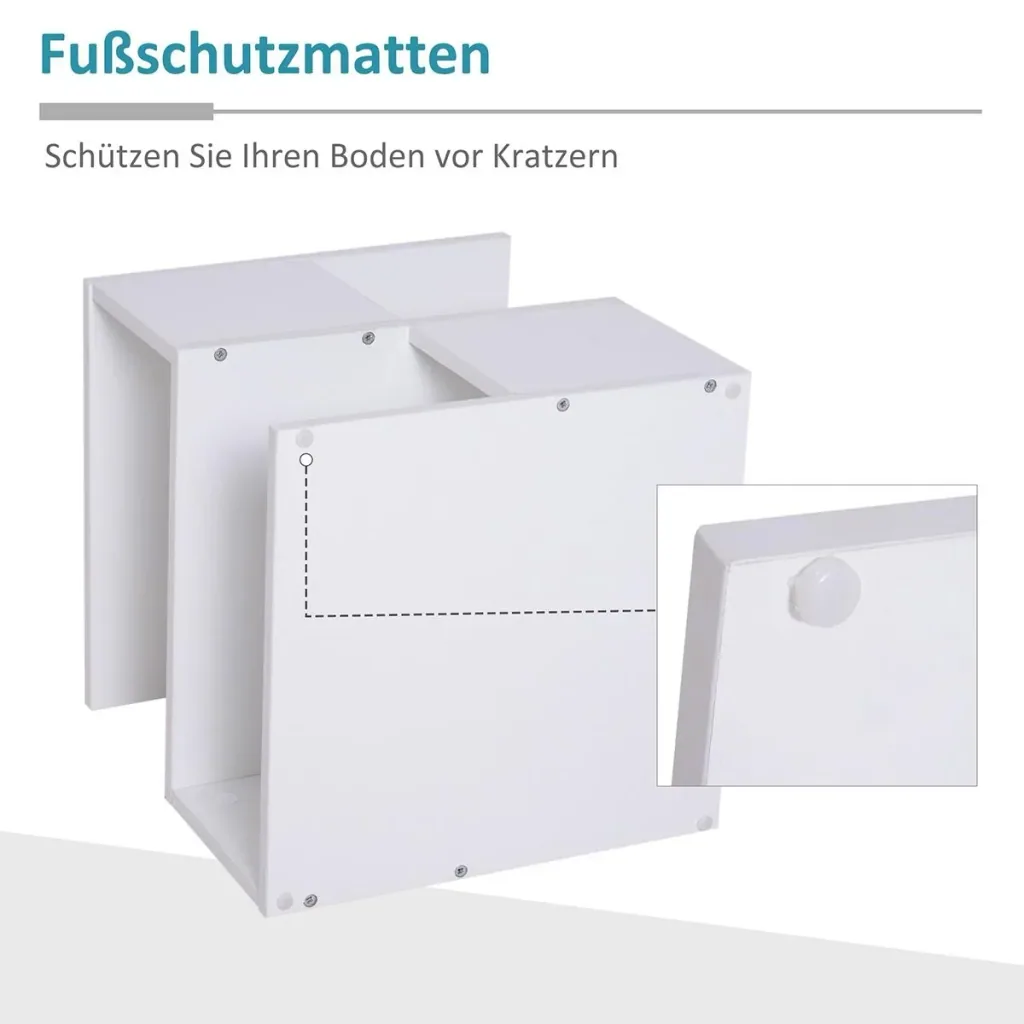 Side table bedside table with modern design, chipboard, white, 40x40x43 cm