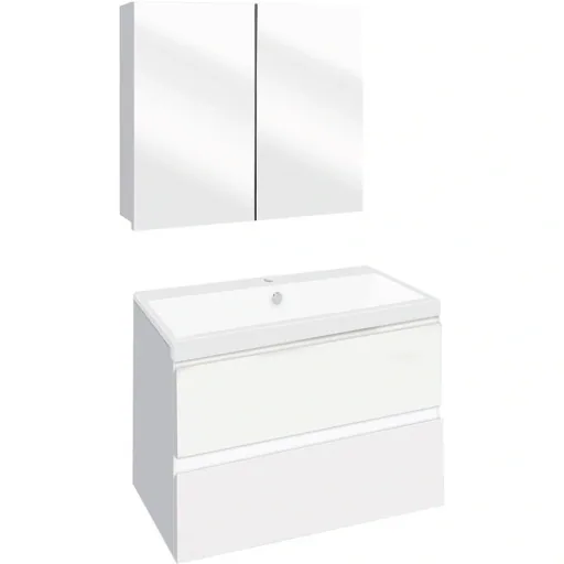 Concept bathroom furniture with mirror cabinet 60cm - White/White