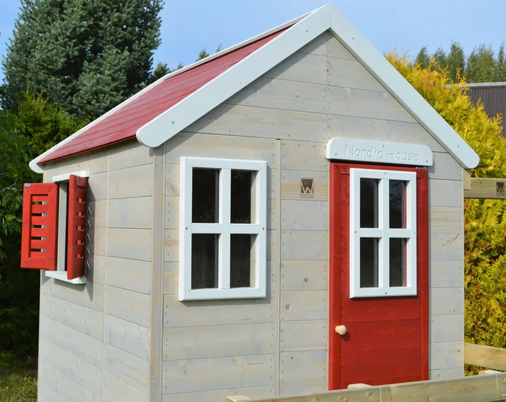 Wendi Toys Tuinspeelhuisje „Storch“, hout, rood/naturel, 160 x 190 x 242 cm