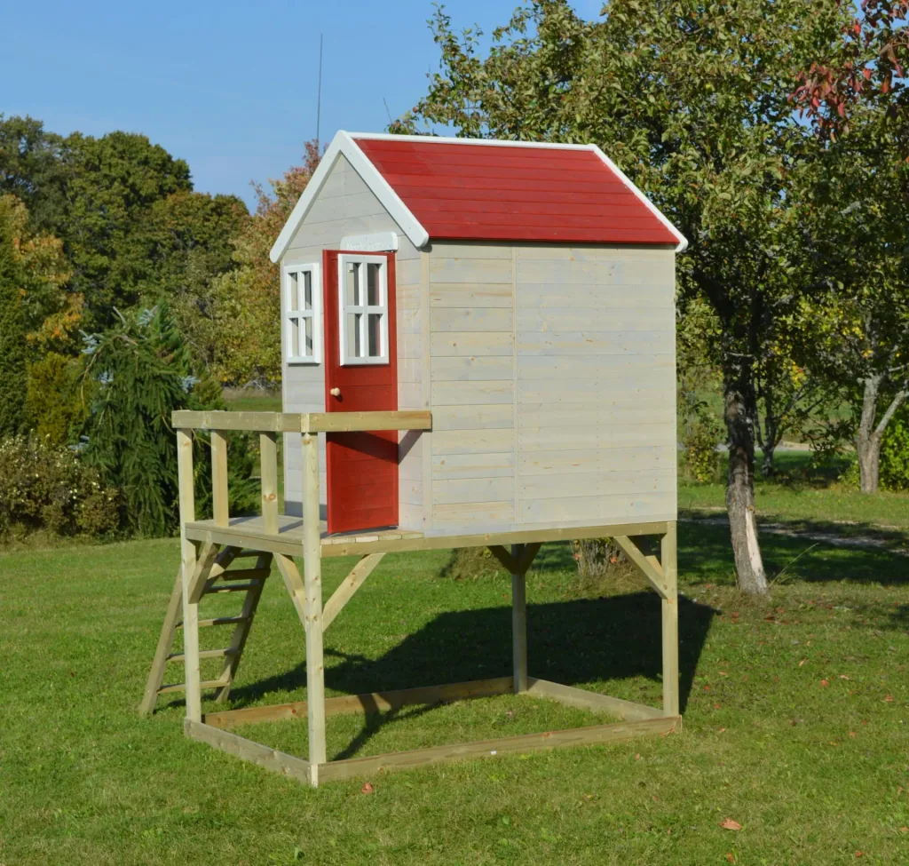 Wendi Toys Tuinspeelhuisje „Storch“, hout, rood/naturel, 160 x 190 x 242 cm
