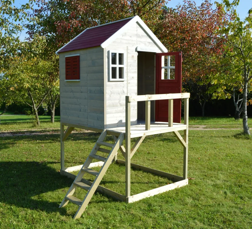 Wendi Toys Tuinspeelhuisje „Storch“, hout, rood/naturel, 160 x 190 x 242 cm