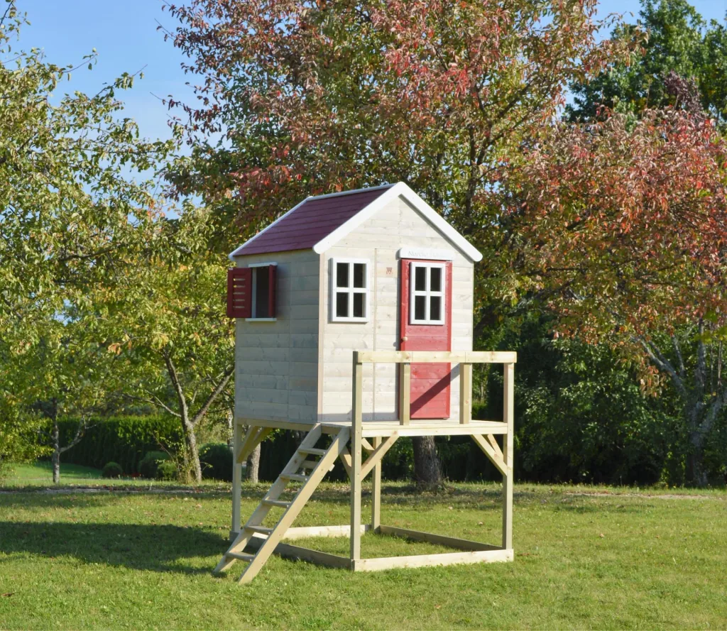 Wendi Toys Tuinspeelhuisje „Storch“, hout, rood/naturel, 160 x 190 x 242 cm