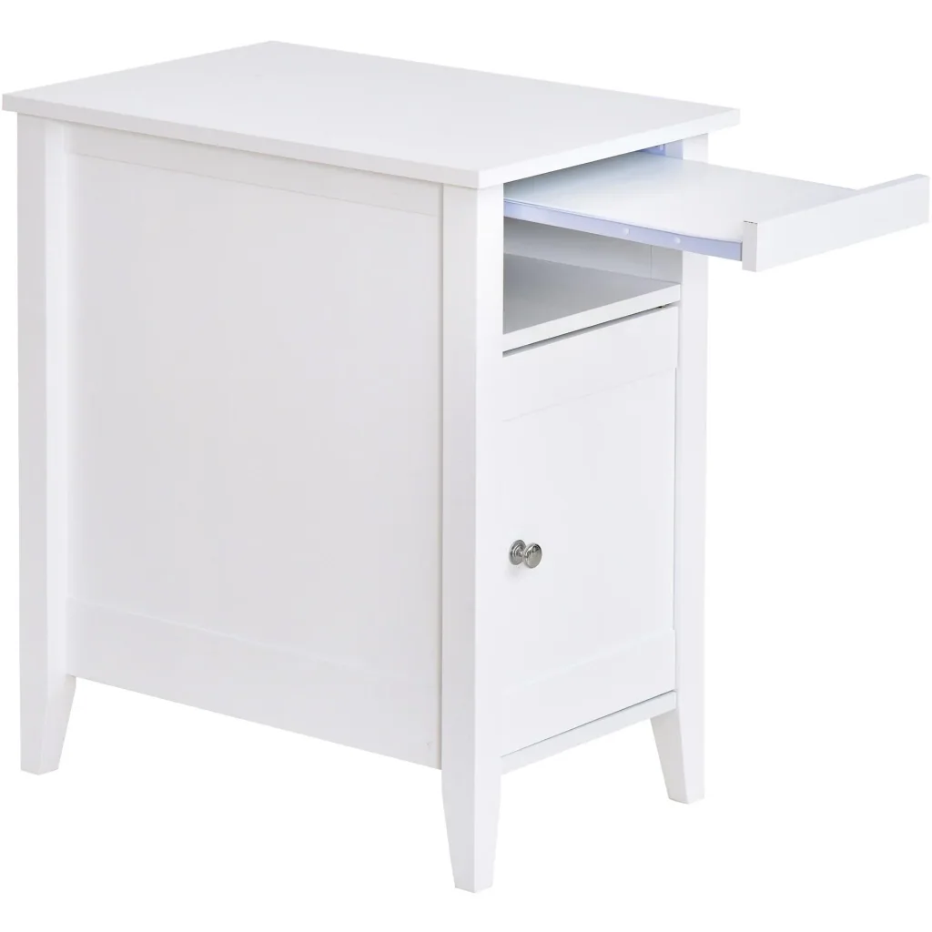 Side table with cabinet, white