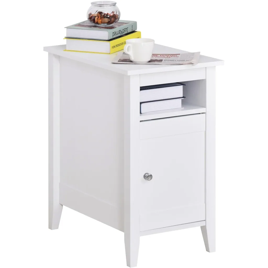 Side table with cabinet, white