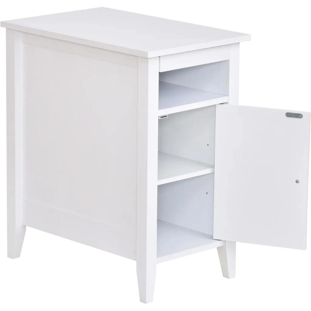 Side table with cabinet, white