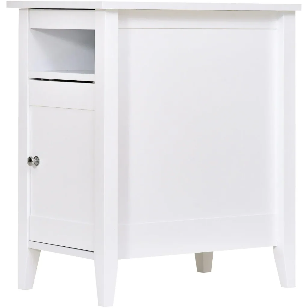 Side table with cabinet, white