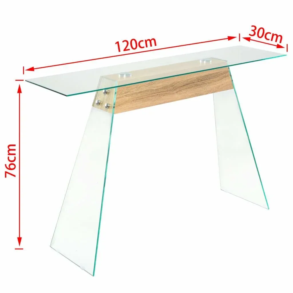 Wall table 120x30x76 cm MDF and glass color oak