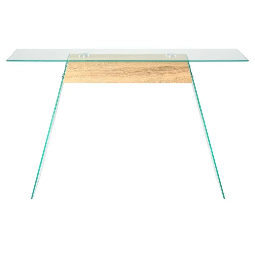 Wall table 120x30x76 cm MDF and glass color oak