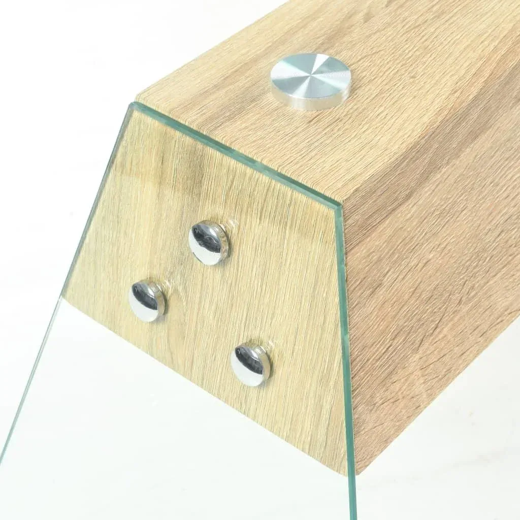 Wall table 120x30x76 cm MDF and glass color oak
