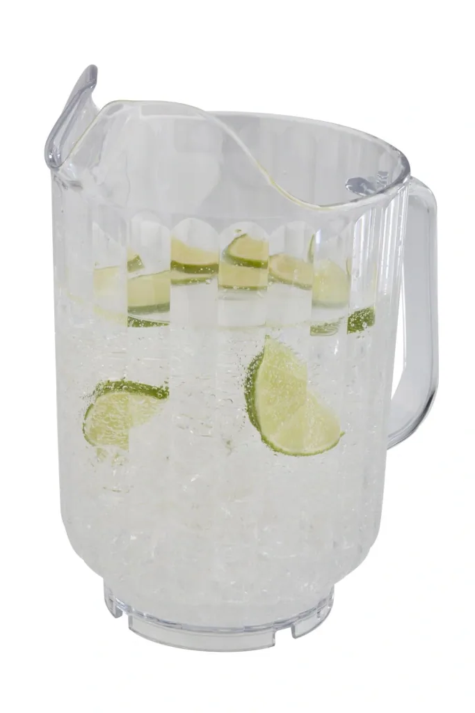 Pitcher, Ø 13 cm, H: 21 cm, Capacity 1.5 L - Beer mug, carafe for lemonade, water carafe, plastic, transparent